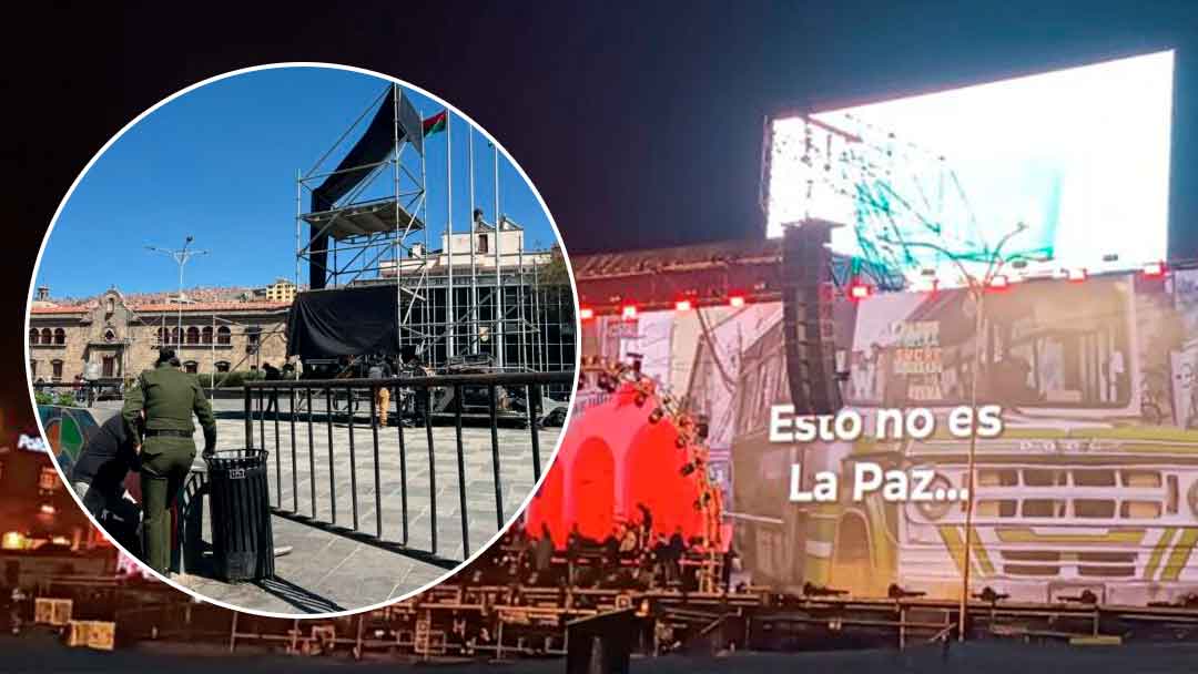 La pantalla gigante y el sonido ya se encuentran instalados.