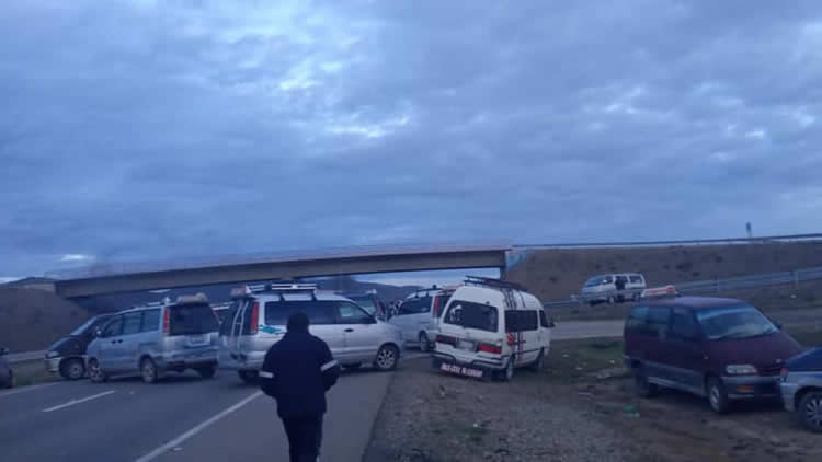 Paro de transporte en Bolivia.