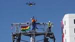 Realizan tendido del cable de Línea Blanca del teleférico con drone