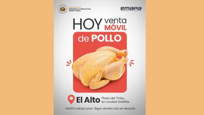 Emapa inicia venta móvil de pollo en El Alto para garantizar el abastecimiento