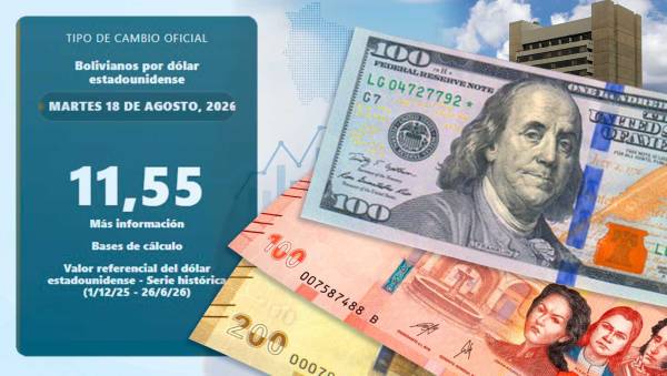 Banco Central de Bolivia fija la cotización del dólar a Bs 11,55 para este martes